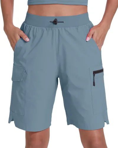 Vista 9 de Pantalones cortos de senderismo para mujer, de secado rápido, ligeros, para viajes, atletismo