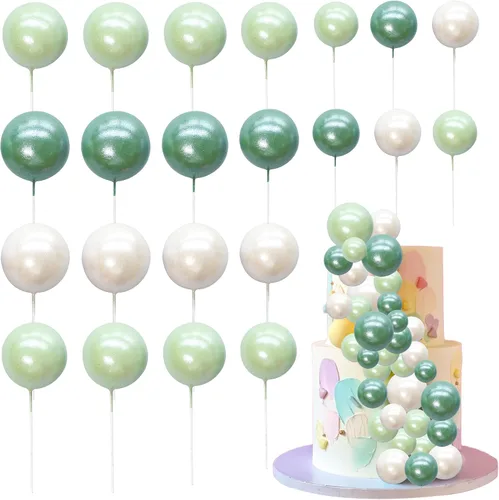 Vista 27 de 30 piezas de mini globo para decoración de tartas, bolas de espuma con purpurina, bolas de perlas de imitación, decoración para tartas, decoración