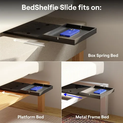 Vista 3 de BedShelfie - Estante de cabecera para dormitorio con litera y litera superior, elementos esenciales para dormitorio universitario, cadí de cabecera