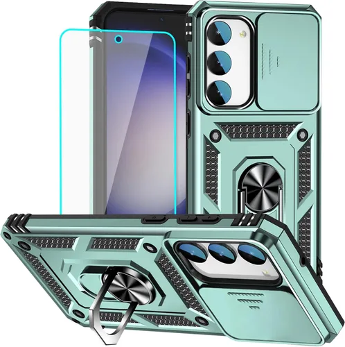 Vista 17 de HNHYGETE Funda para Samsung A13 5G, Galaxy A13 5G con protector de pantalla, soporte giratorio de grado militar de 360° (resistente), fundas Negro