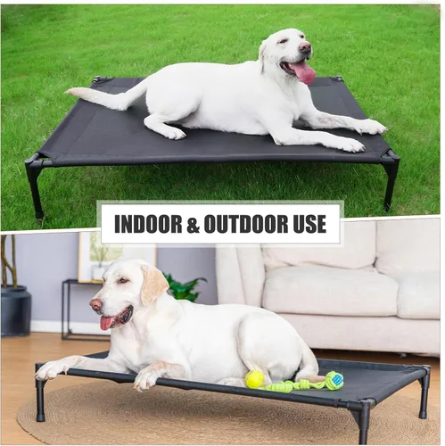 Vista 7 de Garnpet Cama elevada para perros pequeños, cuna elevada para perros que se adapta a hasta 150 libras, catres resistentes para mascotas con malla