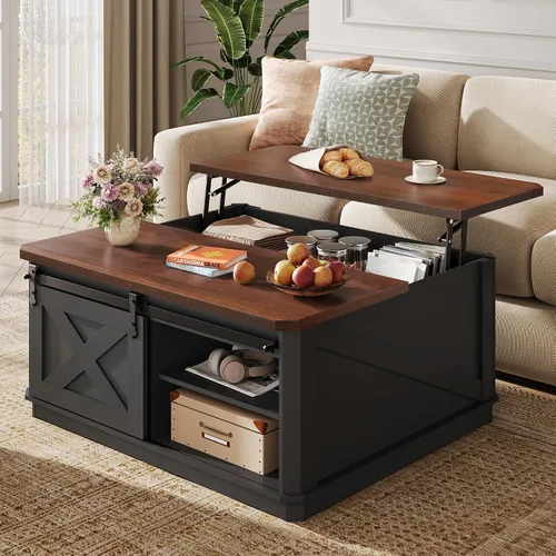 Vista 14 de WLIVE - Mesa auxiliar elevable de 40 pulgadas con almacenamiento, mesa Negro