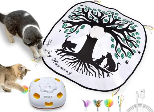 Vista 11 de ORSDA Juguetes para gatos de interior, 5 en 1, juguetes automáticos interactivos para gatitos, juguetes eléctricos recargables para ocultar