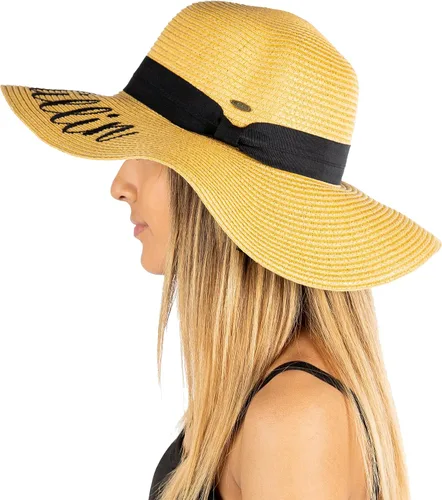 Vista 7 de Funky Junque Women's Sun Hat Embroidered Sayings