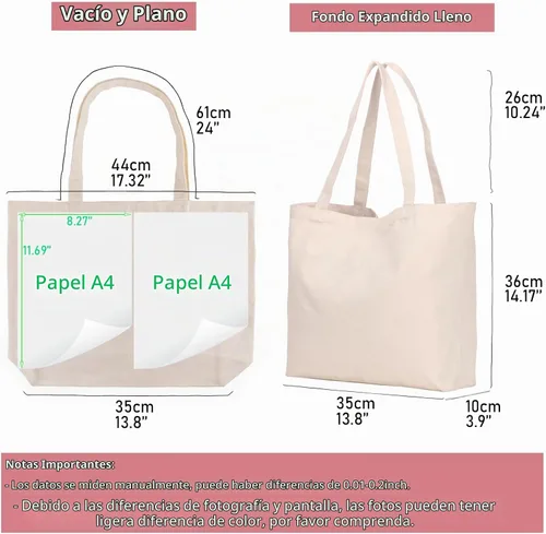 Vista 4 de Koolmox Bolsas de lona, 6 bolsas de lona resistentes de 17 x 14 x 3.9 pulgadas con asas de refuerzo y parte inferior ampliada, bolsa de mano