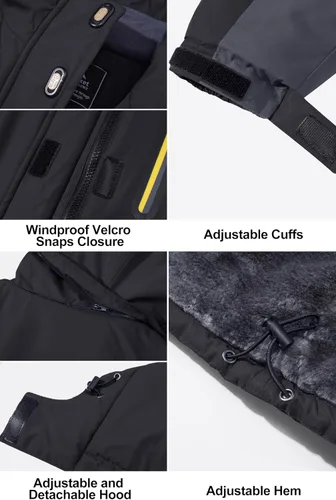 Vista 6 de MAGCOMSEN Chaquetas de esquí para mujer, resistentes al agua, aisladas, a prueba de viento, forro polar, abrigos de invierno con capucha
