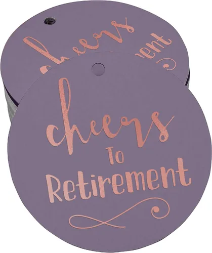 Vista 15 de Etiquetas de papel para colgar con texto en inglés "Cheers to Retirement Wall" (50 unidades)