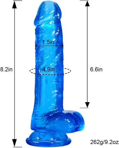 Vista 4 de Consolador de Ventosa Azul - Consolador Grande Realista de 8.2 Pulgadas, Juguete Sexual para Adultos con Ventosa, Adecuado para Mujeres/Hombres/Gay