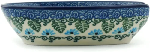 Vista 3 de Auténtico soporte para cuchara de cerámica polaca UNIKAT en Forget Me Not Diseño hecho a mano en Bolesławiec Polonia por Ceramika Artystyczna +
