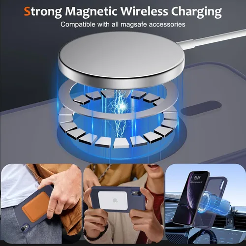 Vista 637 de Anuck - Funda magnética para iPhone 11 compatible con MagSafe, carcasa trasera mate translúcida dura, borde de TPU, delgada, resistente a impactos