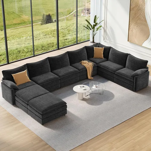 Vista 84 de Vesgantti Sofá modular de 108 pulgadas, cómodo sofá de nube con asiento profundo otomano movible, sofá modular en forma de L, sofás seccionales