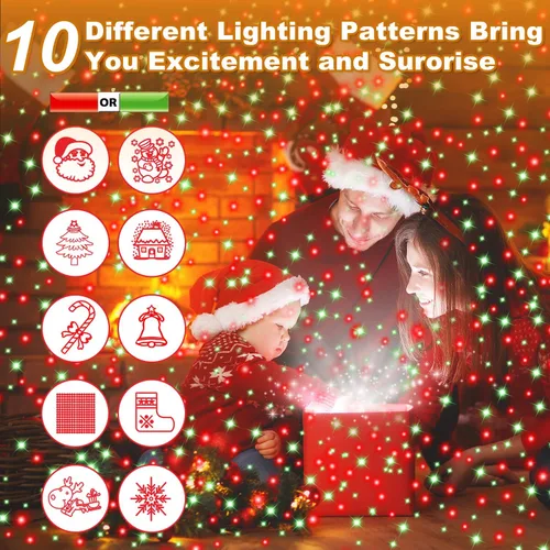Vista 3 de Proyector de Luces de Navidad para Exteriores, Proyector de Luces LED Impermeables para Decoraciones Navideñas con Control Remoto y Temporizador