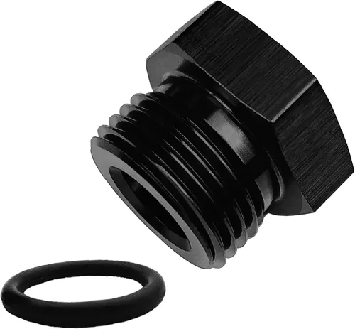 Vista 3 de Adaptador de manguera de combustible de aluminio 6AN con tapón de puerto de junta tórica macho, tuerca de bloqueo de sello con tapa Boss, tapones