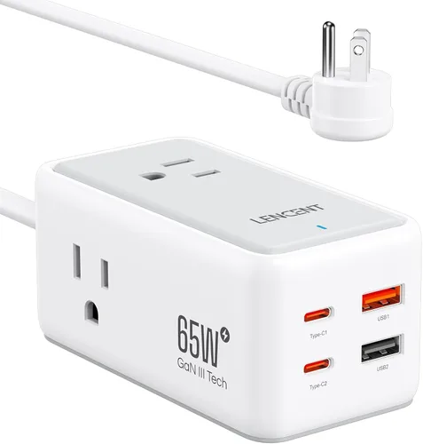 Vista 9 de LENCENT Estación de carga 7 en 1 GaN III de 65 W, cargador USB C de Negro