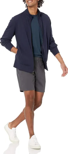 Vista 4 de Tienda Essentials Pantalón corto ajustado de 7 pulgadas con entrepierna elástica de 5 bolsillos para hombre