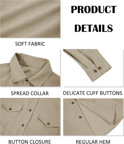 Vista 5 de Runcati Camisas de gamuza de manga larga para hombre, con botones, casual, trabajo, occidental, ajuste regular
