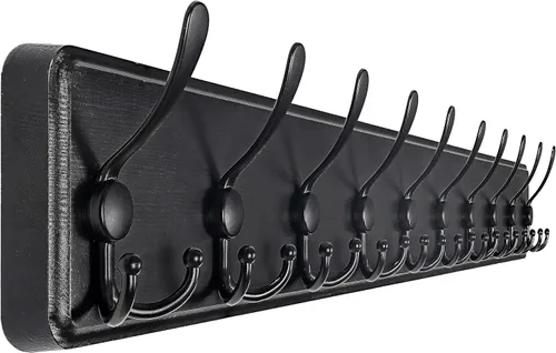 Vista 28 de SKOLOO Perchero de pared montado en la pared de estilo rústico: Perchero de pared de pino de madera auténtica de 40,6 cm de orificio a orificio