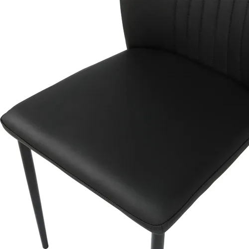 Vista 4 de ZckyCine Silla de comedor de piel sintética, silla de sala de estar, moderna silla auxiliar sin brazos de cocina con patas de metal