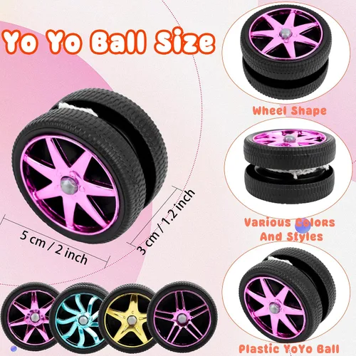 Vista 2 de 40 piezas de juguetes Yoyos de plástico con ruedas en varios colores para principiantes, adultos, adolescentes, cumpleaños, carreras, fiestas