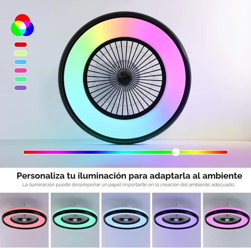 Vista 4 de Ventilador de techo sin aspas de 24" con luz RGB y control remoto, ventiladores de techo LED inteligentes con control por voz/aplicación, ventilador
