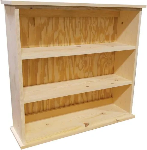 Vista 15 de Sawdust City Estantería de madera maciza (salvia maciza) 36" W x 10" D x 32" H, Three Openings, Ships in 3 Pieces, Assembly Required Verde sólido