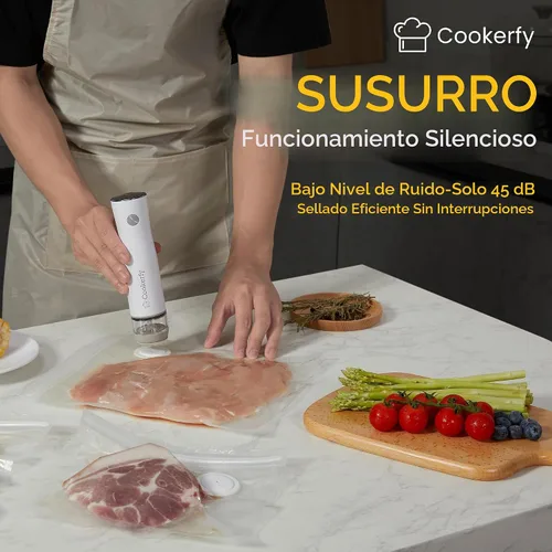 Vista 5 de Máquina selladora al vacío de alimentos con pantalla digital y tanque visible, sellador al vacío compacto de mano de flujo de aire de 8 litros