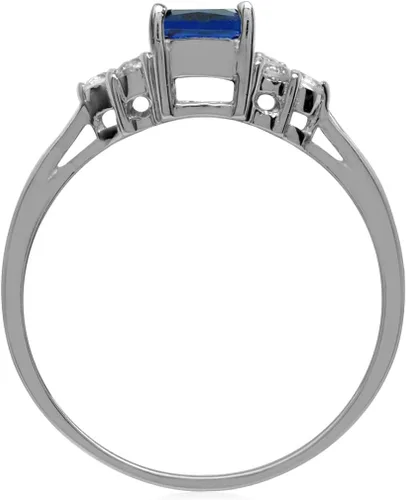 Vista 3 de Silvershake anillo de compromiso de plata esterlina 925 bañado en oro blanco con forma de octágono, 932 x 1364pulgadas.
