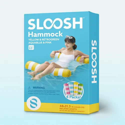 Vista 8 de SLOOSH 4 Packs Strip Type Hammock Pool Floats Adults, 4-in-1 Multi-Purpose Inflatable Pool Floaties PVC Water Hammock Lounge