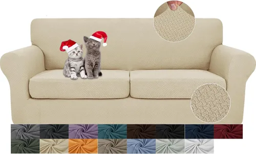 Vista 54 de JIVINER Fundas de sofá de 3 piezas para sofá de 2 cojines, funda elástica para sofá con 2 fundas de cojín de asiento extra grandes, fundas de sofá