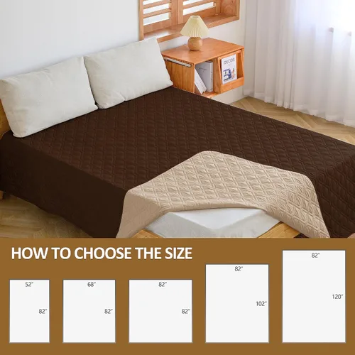 Vista 7 de Fundas impermeables para cama de perro para proteger el sofá, manta protectora de muebles para mascotas (82 x 120 pulgadas, chocolate + beige)