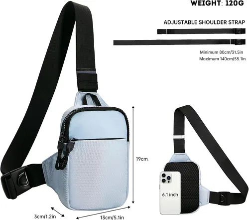 Vista 2 de Long Keeper Mini bolso bandolera Bolso cruzado pequeño impermeable para hombre y mujer, bolso casual para teléfono para viajes, senderismo