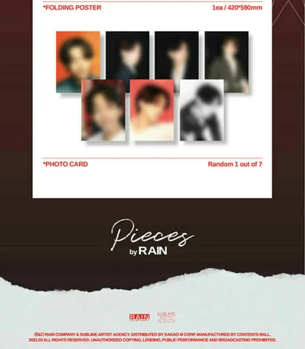 Vista 4 de RAIN PIECES BY RAINi Album CD+10 Lyrics+Photo Card+Puzzle+Mask+Sticker K-POP SEALED+TRACKING NUMBER
