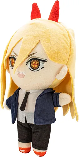 Vista 4 de NINJAMO Chainsaw Anime Man - Peluche súper suave de 8 pulgadas en chaqueta azul poder, muñeca de peluche
