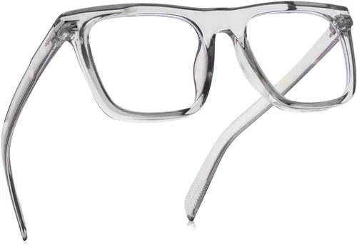 Vista 21 de Gafas de bloqueo de luz azul de moda con marco cuadrado para hombres y mujeres, gafas de computadora sin receta, 01 Negro
