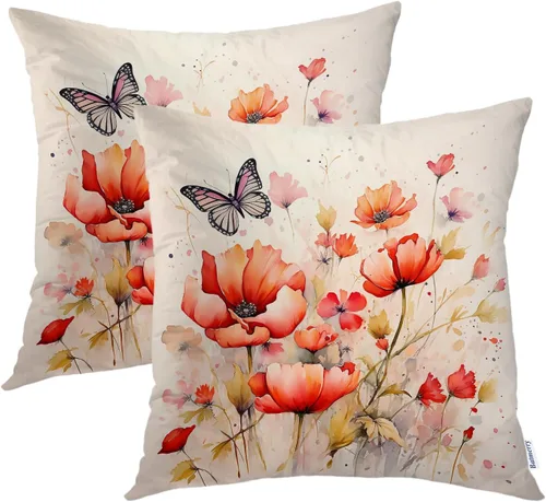 Vista 62 de Batmerry Autumn Forest Throw Pillow Covers, Yellow Orange Foliage in Fall Park Decorative Pillow Covers Digital Printing Blended for Couch Sofa Bed
