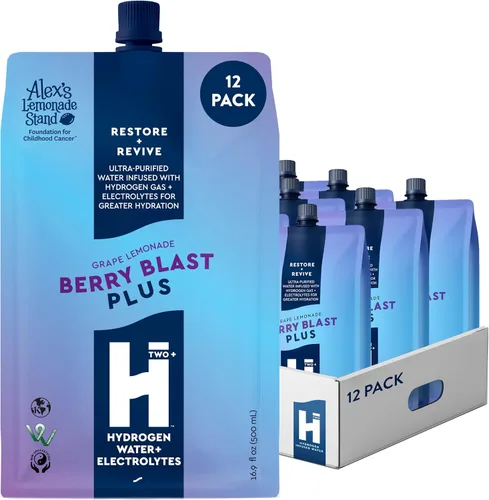 Vista 16 de HTWO Plus Agua de hidrógeno molecular con electrolitos, sabor a limonada de uva, paquetes de hidratación sin azúcar, paquete de 6 unidades de 16.9