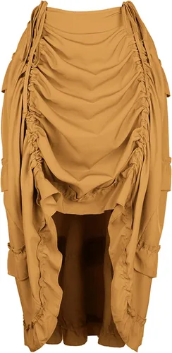 Vista 9 de Zhitunemi Falda de pirata renacentista: falda steampunk vestidos de corsé de talla grande - Ferias renacentistas y festivales medievales Beige