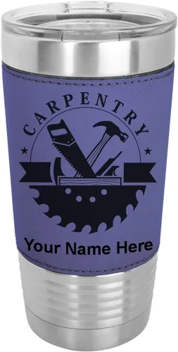 Vista 19 de LaserGram Vaso aislado al vacío de 20 onzas, carpintería, grabado personalizado incluido (piel sintética, estilo béisbol) Engraved Gift for
