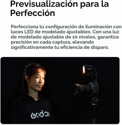 Vista 7 de Godox V1Pro-C TTL Flash para cámaras Canon, 1/8000 HSS 500 flash de potencia completa, tiempo de reciclaje de 1.3s, 2.4G inalámbrico con flash