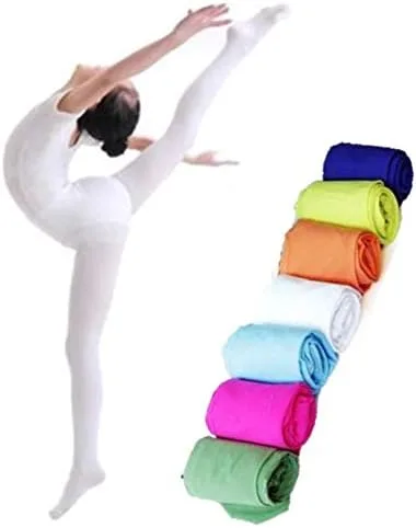 Vista 4 de Aslana Medias ajustadas de ballet para niños y niñas, mallas con pies de microfibra súper suaves