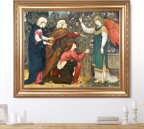 Vista 36 de Anunciación de Leonardo da Vinci Reproducciones de arte clásico, impresiones en lienzo giclée para decoración del hogar, 16 x 30 pulgadas