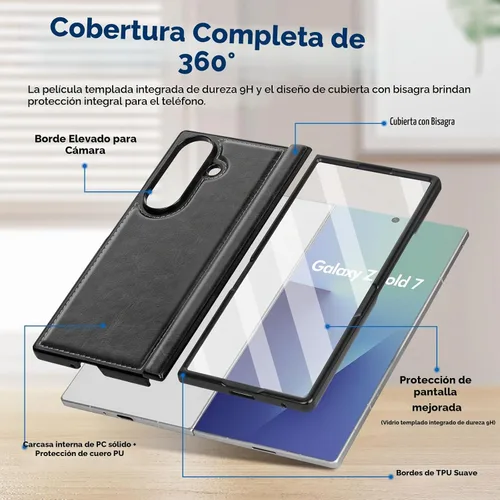 Vista 2 de SkyEagle Funda Cartera magnética desmontable compatible con Magsafe para Samsung Galaxy Z Fold 7 con tarjetero Protector de pantalla integrado