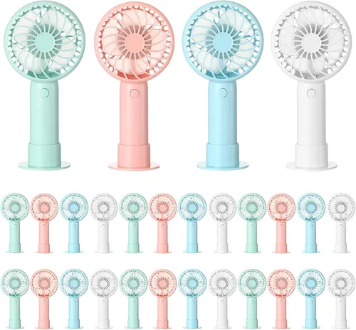 Vista 28 de Tujoe Mini ventilador de mano potente de 3 velocidades, ventilador personal pequeño portátil recargable con base USB para mujeres, maquillaje