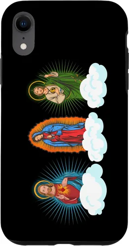 Vista 25 de Funda para iPhone 17 con diseño de Jesús, Virgen María y San Judas Tadeo in Clouds