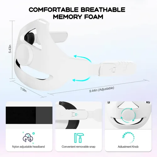 Vista 5 de Esimen - Correa de repuesto para Oculus Quest 2, correa Q2 de repuesto almohadillada para mayor confort, diseño de peso equilibrado, reduce