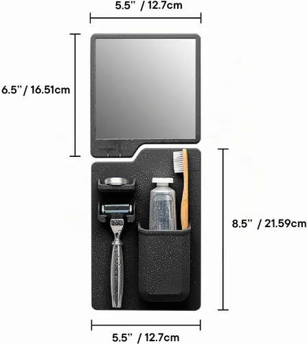 Vista 11 de TOOLETRIES Harvey & Oliver, Shower Organizer & Shaving Mirror - Charcoal
