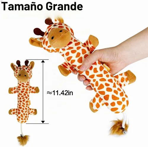 Vista 2 de TTcat - Juguete grande de 11.42 pulgadas con forma de jirafa Silvervine para gato, almohada masticable con cola de campana, juguete interactivo
