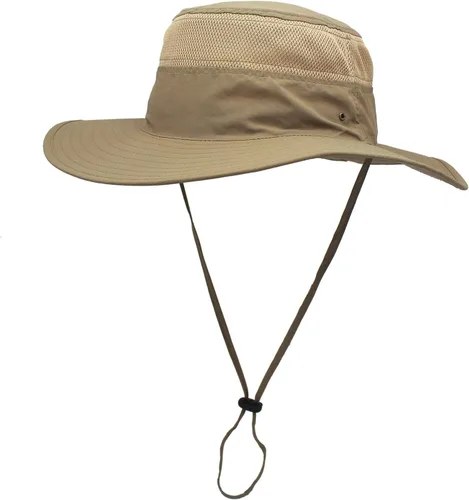 Vista 2 de Home Prefer - Sombrero para hombre con protección solar UPF 50+ de ala ancha y sombrero para pesca resistente al viento