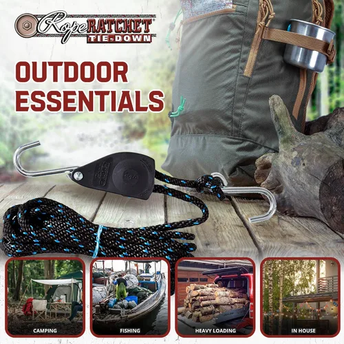 Vista 6 de Rope Ratchet Sistema de polea de bloque y aparejos de 3/8", Polipasto ajustable para equipo de elevación, Plataforma de utilidad al aire libre