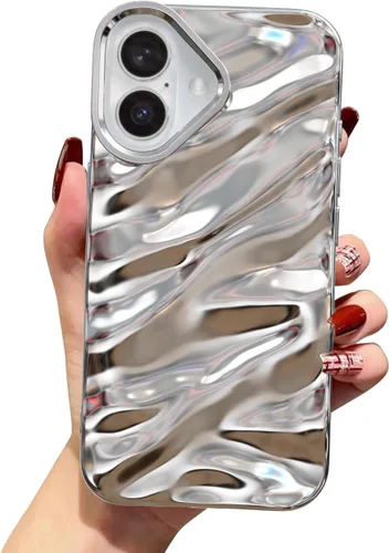 Vista 30 de QLTYPRI Funda compatible con iPhone 11, bonita funda con patrón de ondas de agua para niñas y mujeres, delgada, satinada, brillante, suave, de Beige